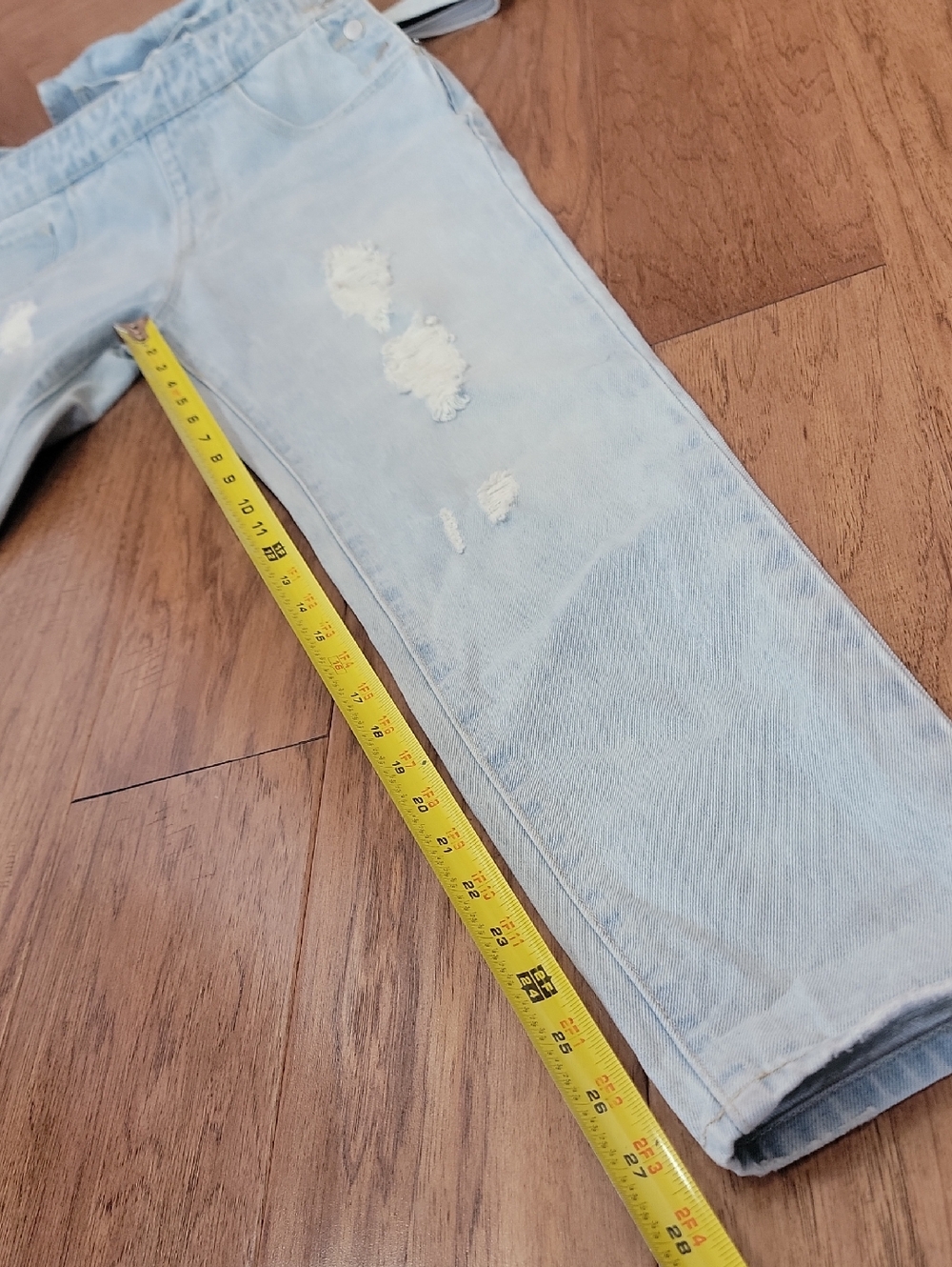Light Wash Distressed Denim Overalls - Picture 11 of 15